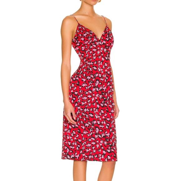 More To Come Anika Midi Dress in Red Leopard Size: xxs - Picture 2 of 8